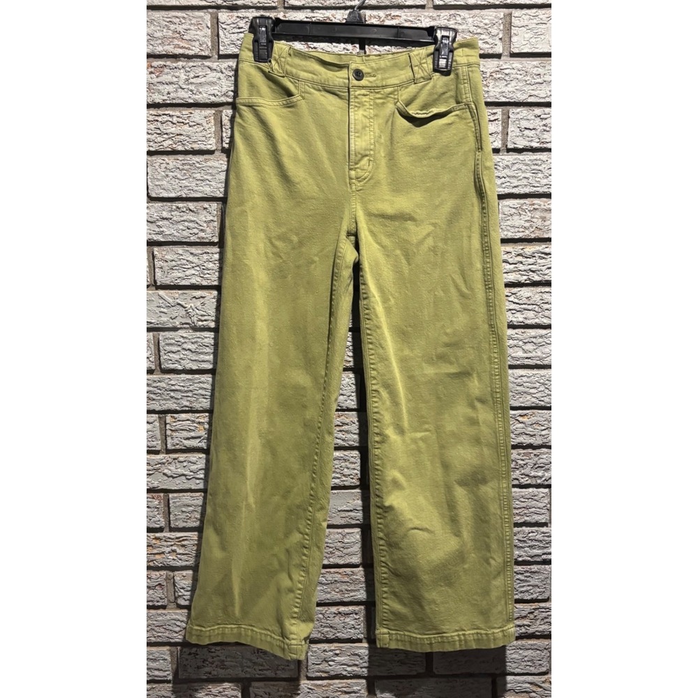 Madewell Emmett Wide-Leg Pants Moss Green Size P25 Petite High Rise Stretch